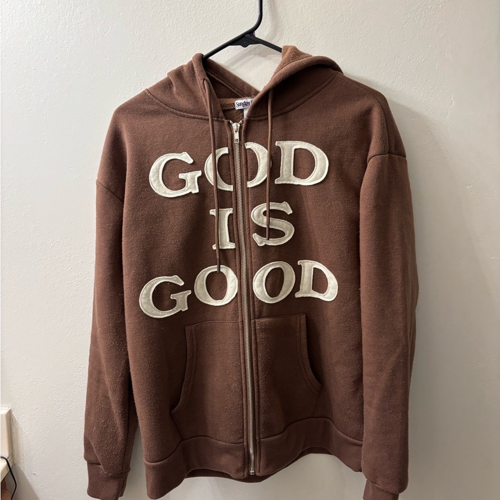 Brown Hoodie 'God is Good'